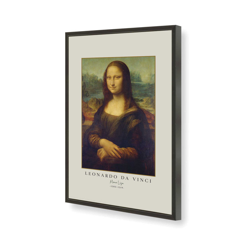 «Mona Lisa» par Leonardo da Vinci, H 37 po x l 25 po x P 1,25 po, Reproduction encadrée sans passe-partout, Noir satiné