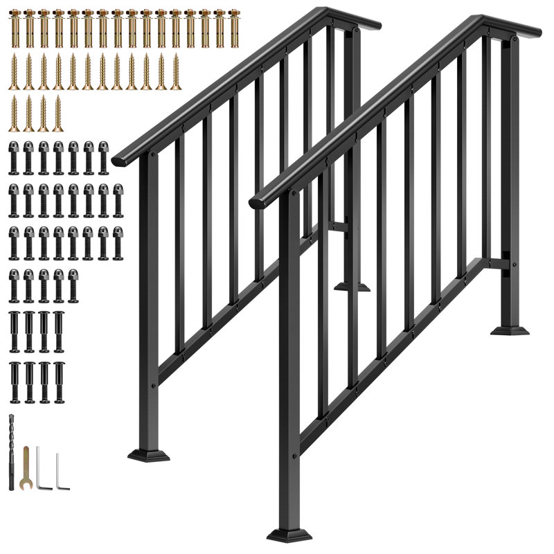 5-Step Black Oval Alloy Steel Exterior Railing Kit (2-pack), 37.2" H x 54.1" W x 54.1" D