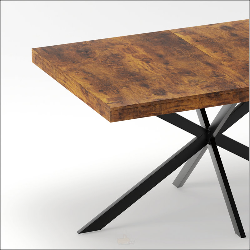 55.11-70.86 Inch Retro Rectangular Stretch Dining Table With Antique Wood Top, Relief Plate, And Storage Box For Versatile Use In Dining Rooms, Kitchens, And Living Rooms