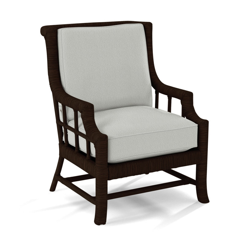 Fauteuil Lafayette, Tissu motif écossais lapis 0126-63, Café