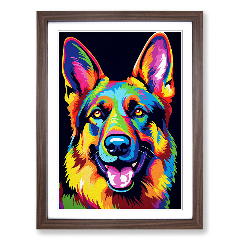 German Shepherd Pop - Framed Print, Walnut, 46cm H x 34cm W x 2cm D
