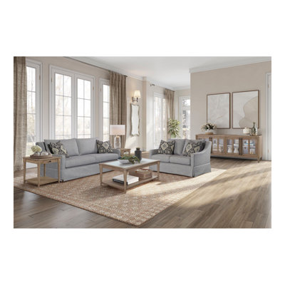 Sofa with Skirt and Reversable Cushions and 2 Pillows