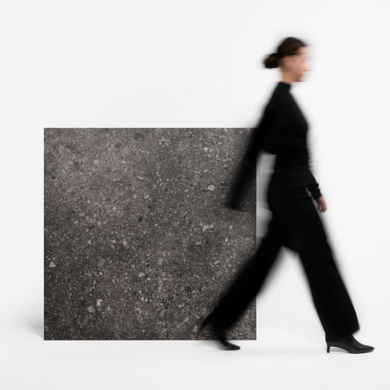 Rizo 47.16 In. X 47.16 In. Terrazzo Look Matte Porcelain Floor And Wall Tile (30.98 Sq. Ft. / Case), Charcoal