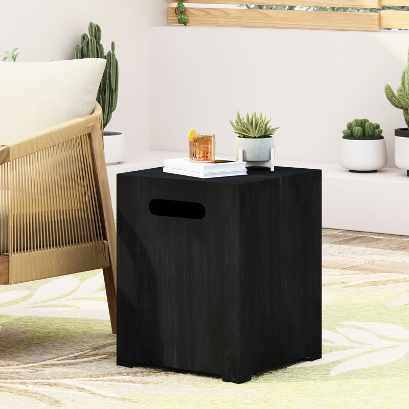 Support de réservoir multi-fonctionnel en fer utilisé comme table d'appoint Structure thermolaquée gris foncé sans assemblage l 15,59 po x P 19,91 po