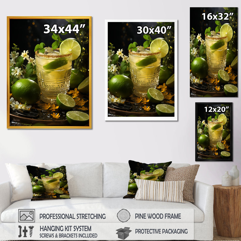Citrus Margarita Burst Cocktail - Art mural cocktails, H 20 po x l 12 po x P 1 po