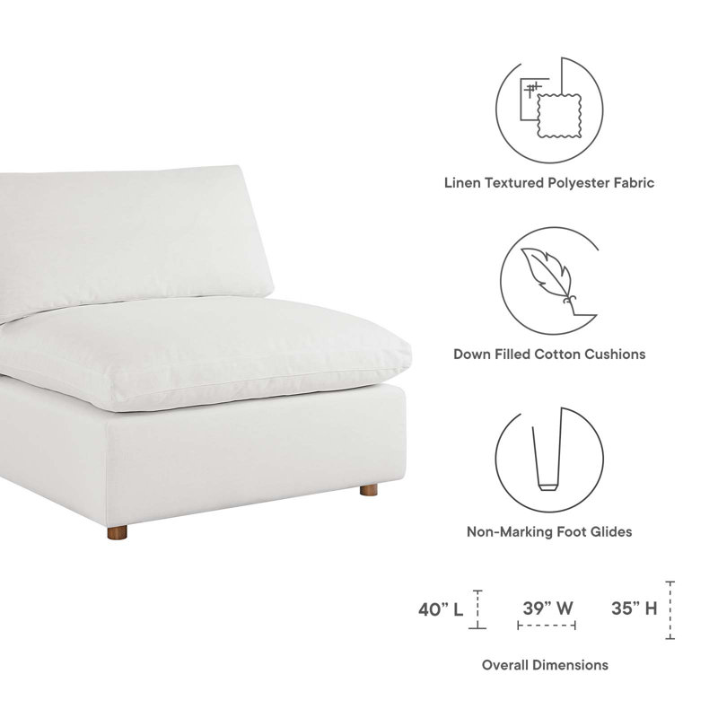 Modular Sectional Sofa Couch, Self-customization Design Sofa, 31.5" H x 116.9" W x 39" D, Polyester Blend Pure White