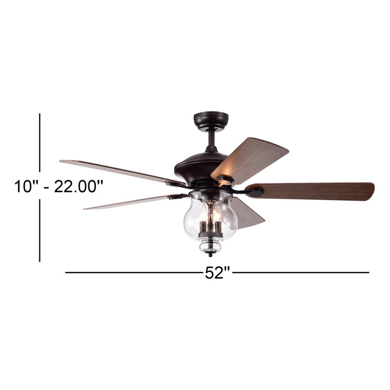 Ventilateur de plafond standard à 5 pales de 52 po avec chaînette et ensemble d'éclairage inclus Osiris