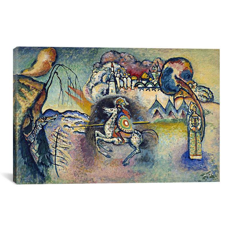 « sainte george george et dragon » par wassily kandinsky,, reproduction d’art sur toile, H 12 po x l 18 po x P 1,5 po