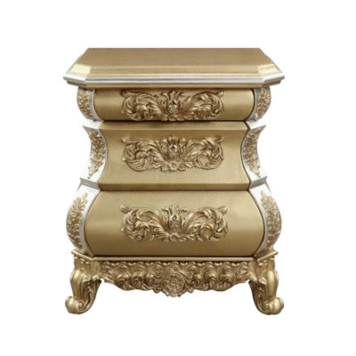 Table de chevet dorée à 3 tiroirs pour la chambre à coucher, feutrée pour ajouter une touche de résine de luxe dorée