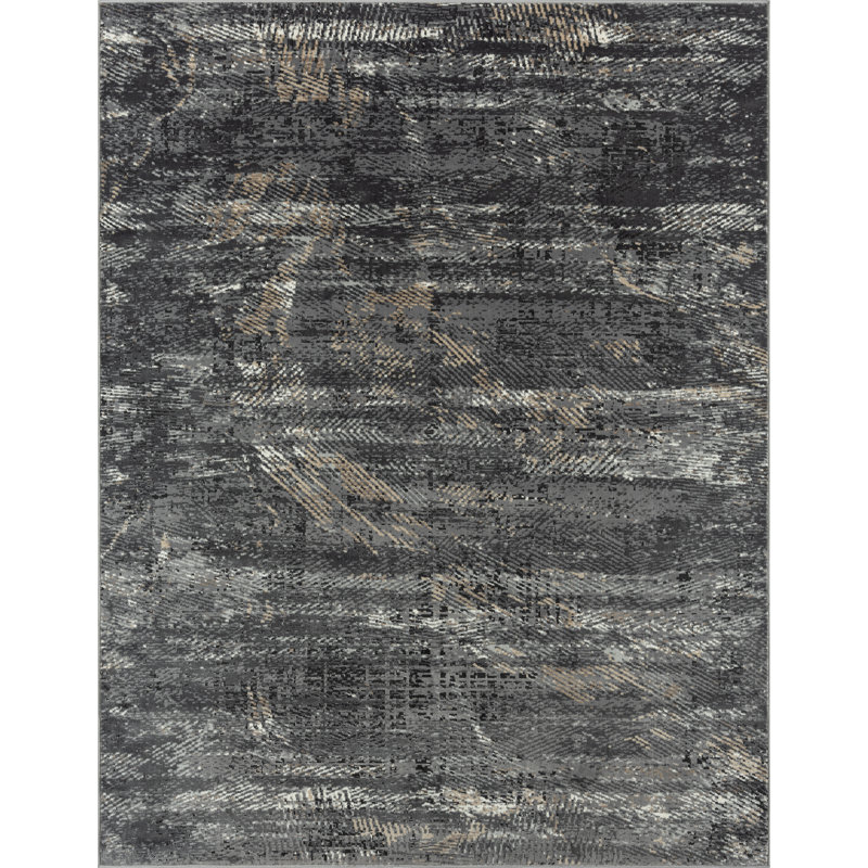 Cansel Area Rug in Gray/Black, Rectangle 8'6" x 11'6"
