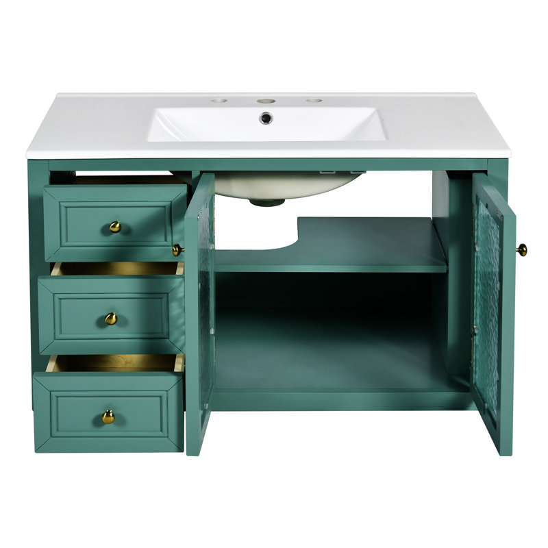 36'' Wall Mounted Bathroom Vanity With Ceramic Sink