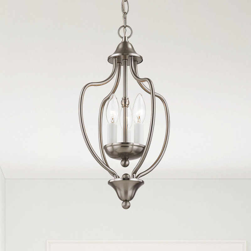 Luminaire suspendu géométrique unique à 3 lumières Maynes, Nickel brossé