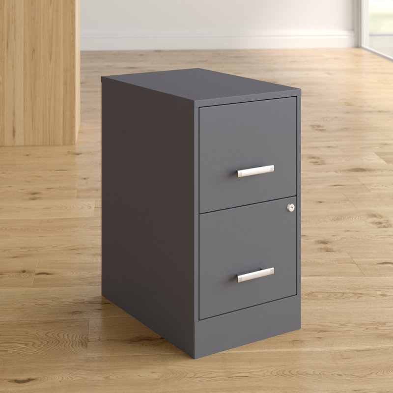 14.25'' Wide 2 -Drawer Steel File Cabinet, Charcoal