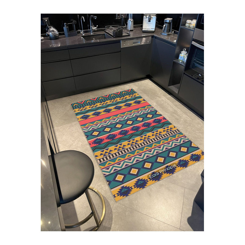 Multi Color Mixed Geometric Shape Pattern Modern Decorative Machine Washable Area Rug