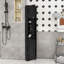 Grande armoire de coin autoportante Vanbrunt avec tablettes réglables et portes à motif rainuré-360668192