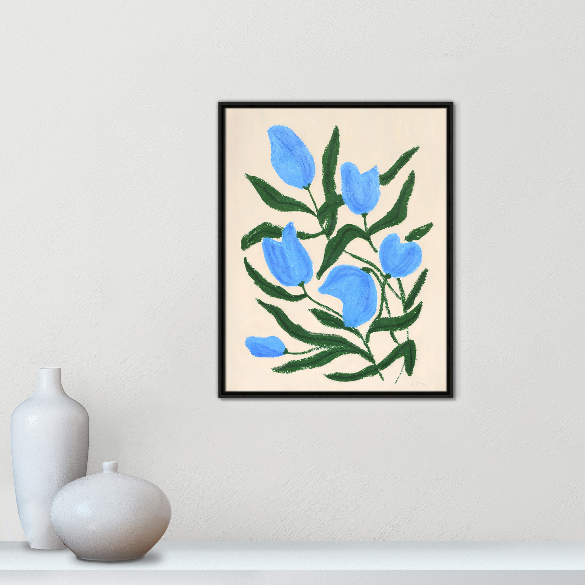 Blue Tulips Print by Camilla Bergqvist, Espresso, 29.5" H x 23.5" W