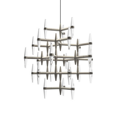 Prism 32" Five-Tier Chandelier - Satin Nickel