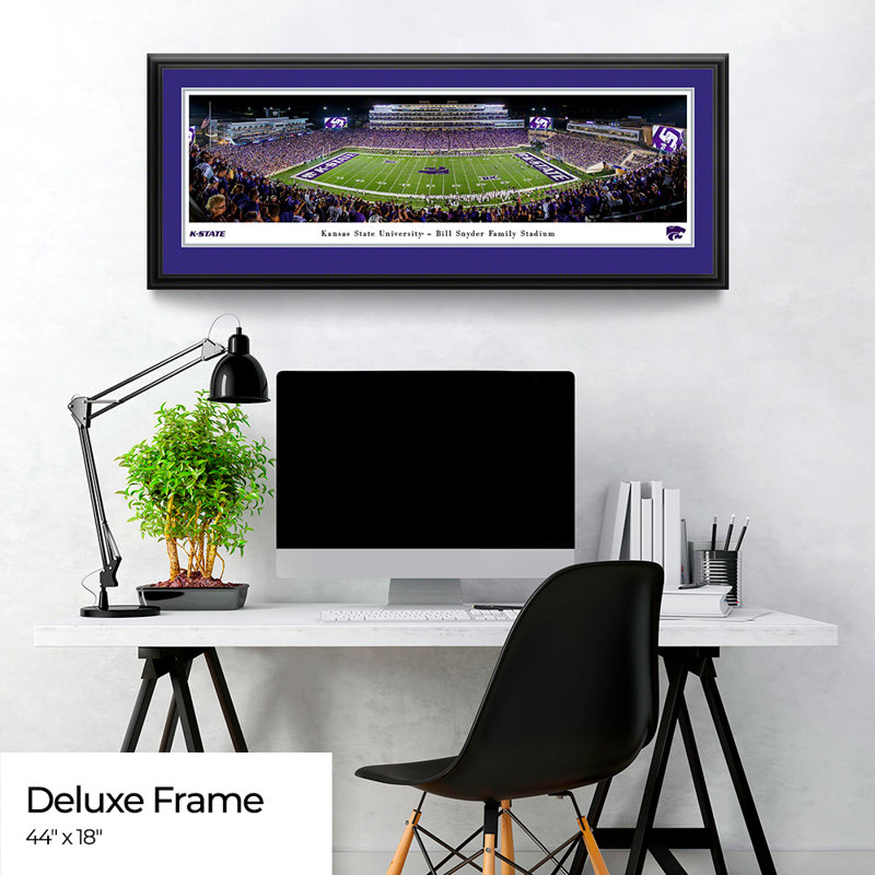 Impression panoramique du Kansas State Football, H 18 po x l 44 po x P 1,125 po, Cadre noir