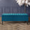 Paris Striped Ottoman Storage Bench - Upholstered Plush Velvet Shoes Bench with Black Turned Wooden Legs