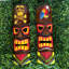 Ensemble de 2 masques muraux tiki en bois sculpté à la main, perroquet et crâne, d'une hauteur de 19,75 pouces