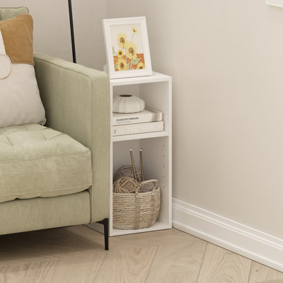 Bibliothèque Furinno FULDA, armoire de rangement étroite à 2 niveaux, bibliothèque avec tablette de rangement de 10 po de largeur, 9,3 x 9,8 x 21,2, pour salon, chambre à coucher, bureau à domicile, blanc