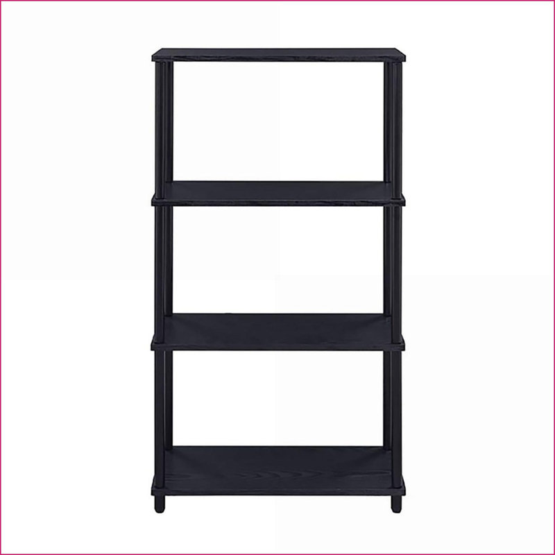 Bibliothèque avec 4 tablettes ouvertes, design classique | H 44,5 po x l 24,5 po x P 12,5 po | Noir | Bois + métal
