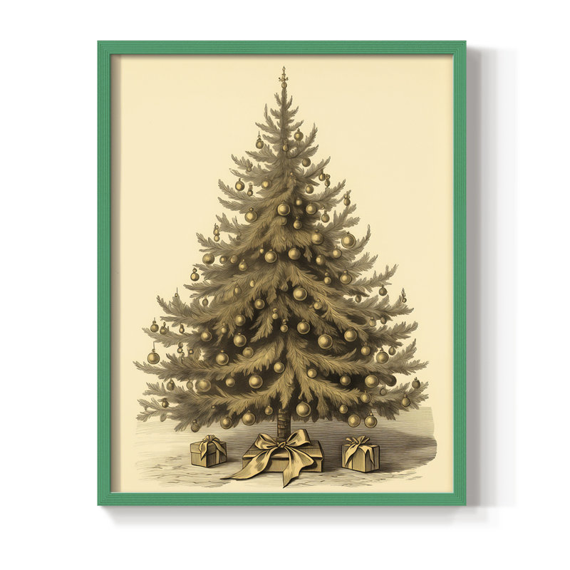«Christmas Holiday Art CDL XXXII», reproduction d'art encadrée - bois massif, H 30 po x l 24 po, Vert
