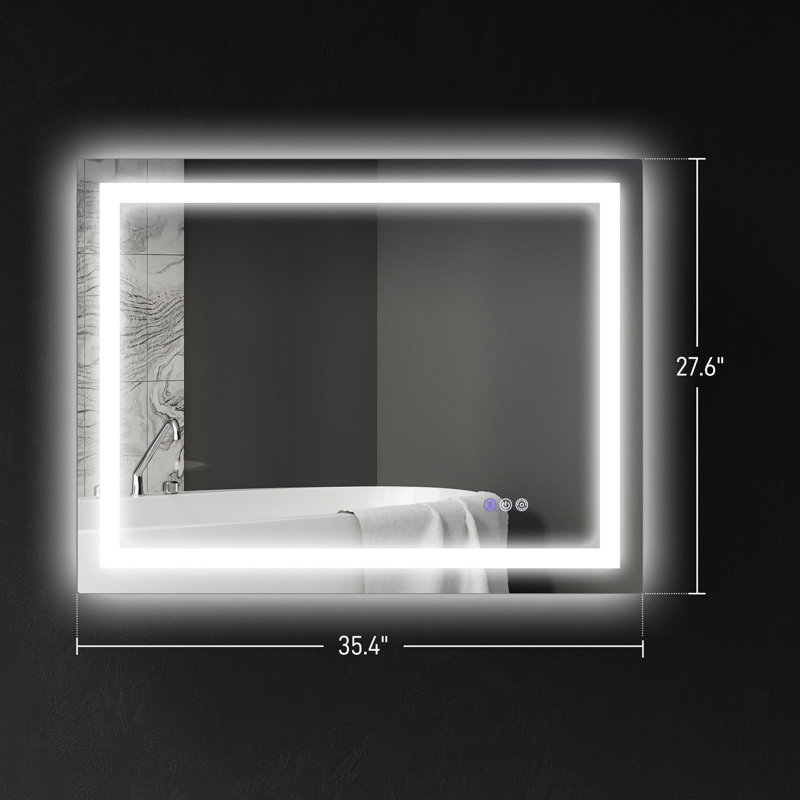 Miroir de salle de bain à DEL avec lumières, miroir à DEL rétroéclairé, anti-buée, mémoire et température de couleur infinie, miroir de meuble-lavabo mural à intensité variable, placement horizontal / vertical