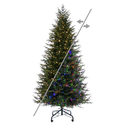 Orchard Fraser Fir Artificial Pre-Lit Christmas Tree with 1400 LED Color Changing 3mm Low Voltage 6 Function Wide Angle Coaxial Lights