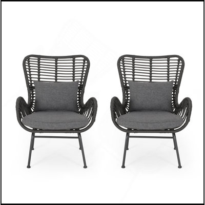 Chaise de patio en osier avec coussins (ensemble de 2)