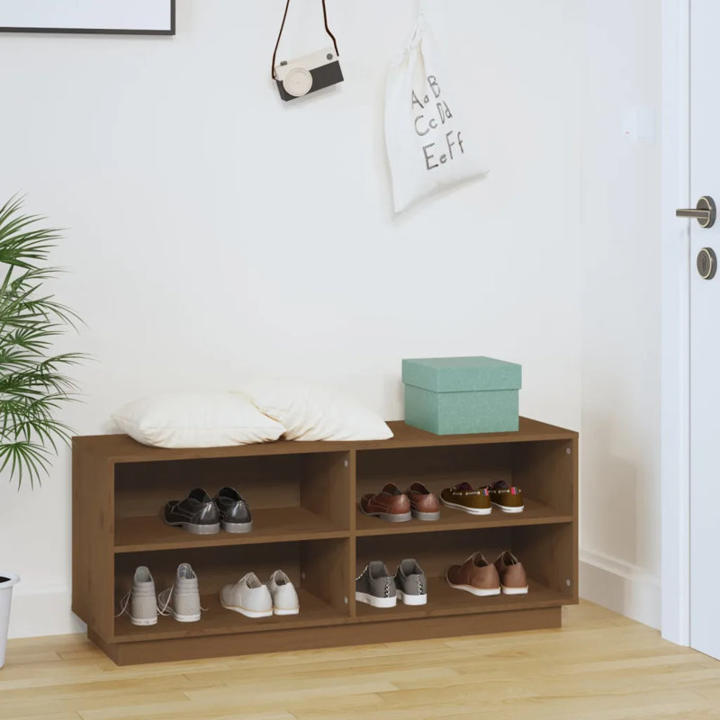 12 Pair Solid Wood Shoe Rack, Oak
