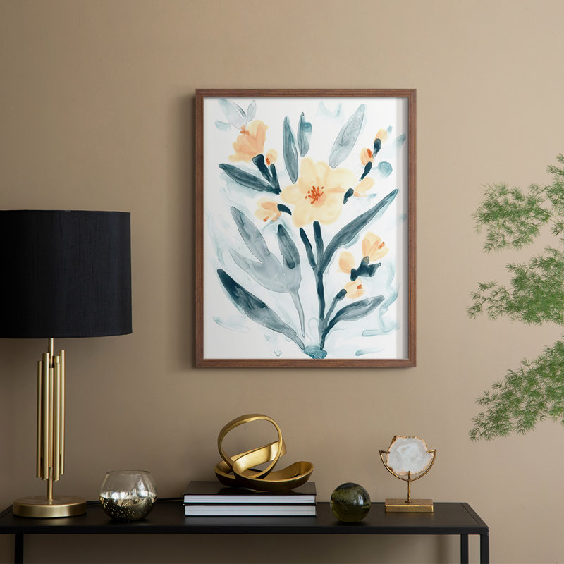 "Bouquet indigo et rosé II", H 11 po x l 9 po, Noyer