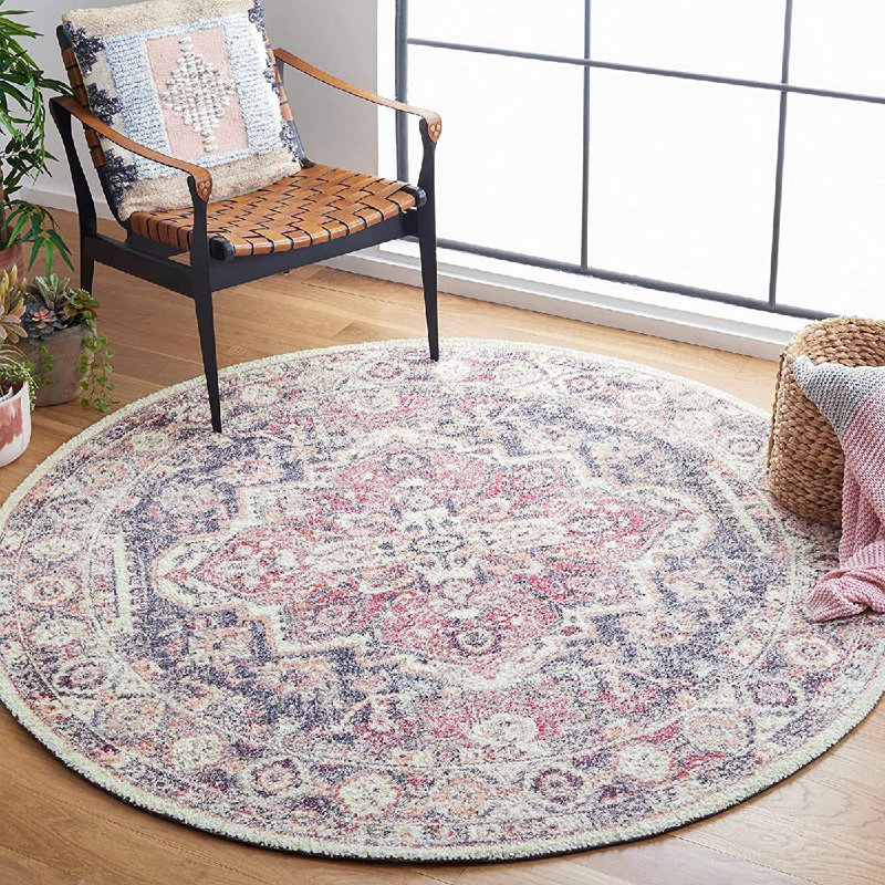 Classic Vintage Hand Tufted Performance Geometric Rug, Round 6'