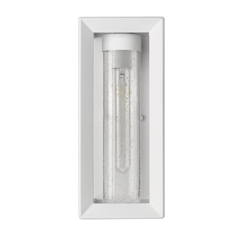 Averee Steel Wall Light, Seeded Glass, White