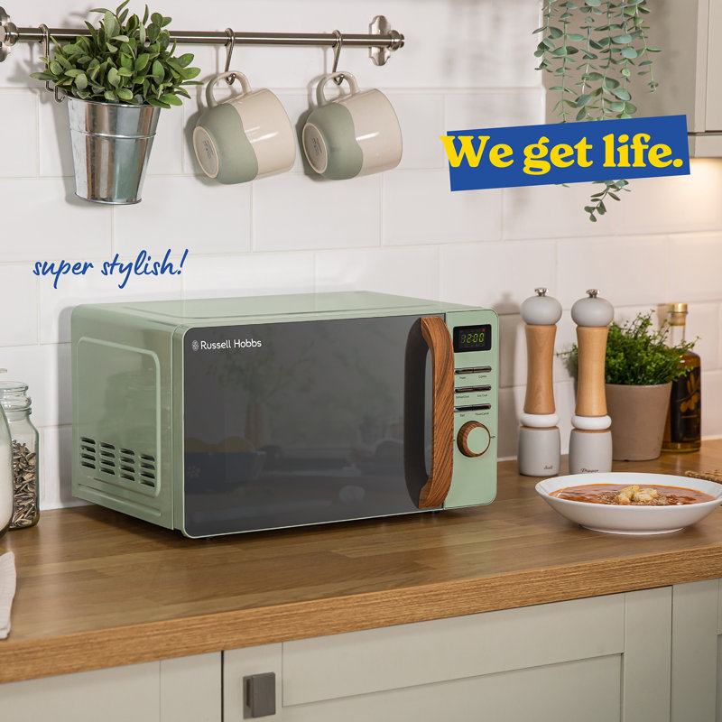 Russell Hobbs RHMD714G-MN Scandi Compact Digital Microwave 17L Grey, Green