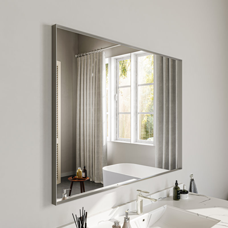 Miroir de salle de bain mural, Argent argent, 48 po x 36 po