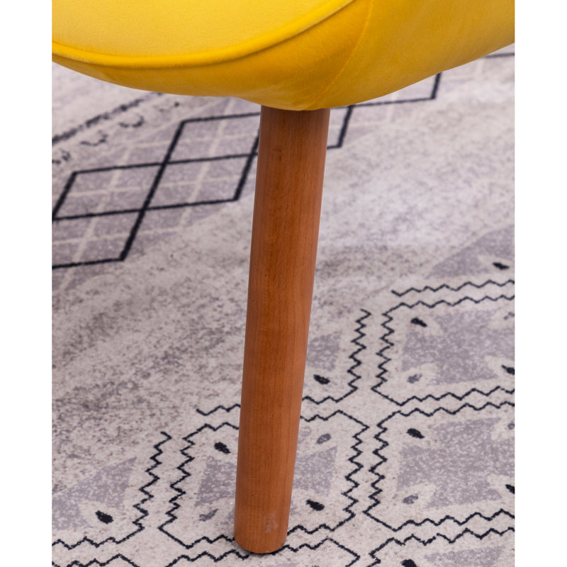 Chaise en velours jaune avec siège d'appoint chic, Jaune