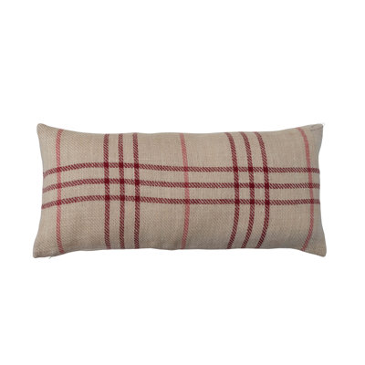 Plaid Jute / Sisal Lumbar Throw Pillow