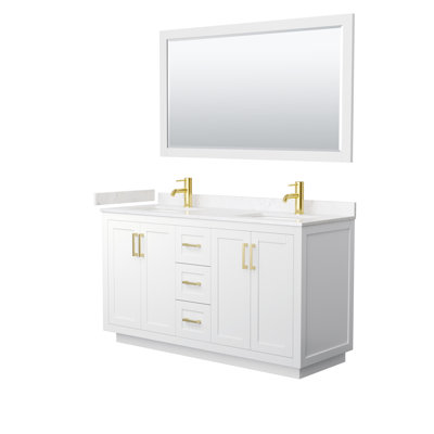 Miranda 60" Freestanding Double Bathroom Vanity with Cultured Marble Top with 58" Mirror
