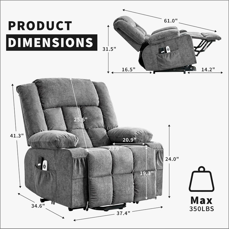 37.4cm Wide Velvet Swivel Standard Recliner