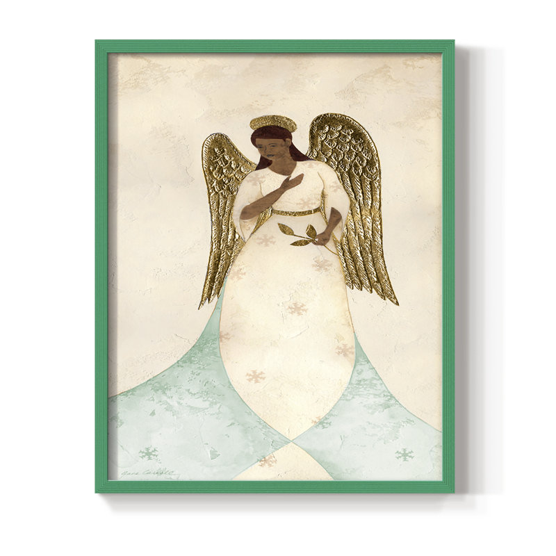 Seraphin I Framed Print - Solid Wood, Green, 21" H x 17" W