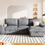 Élégant canapé-lit modulaire avec rangement et porte-gobelets gris-1785016432