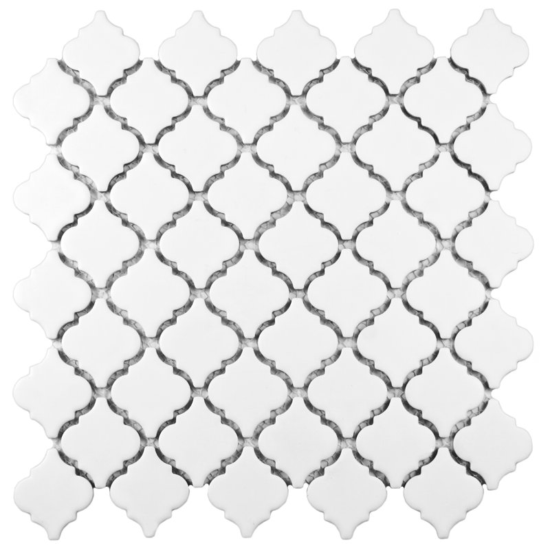 Hudson Tangier Matte White 12-3/8" x 12-3/8" Porcelain Mosaic Tile
