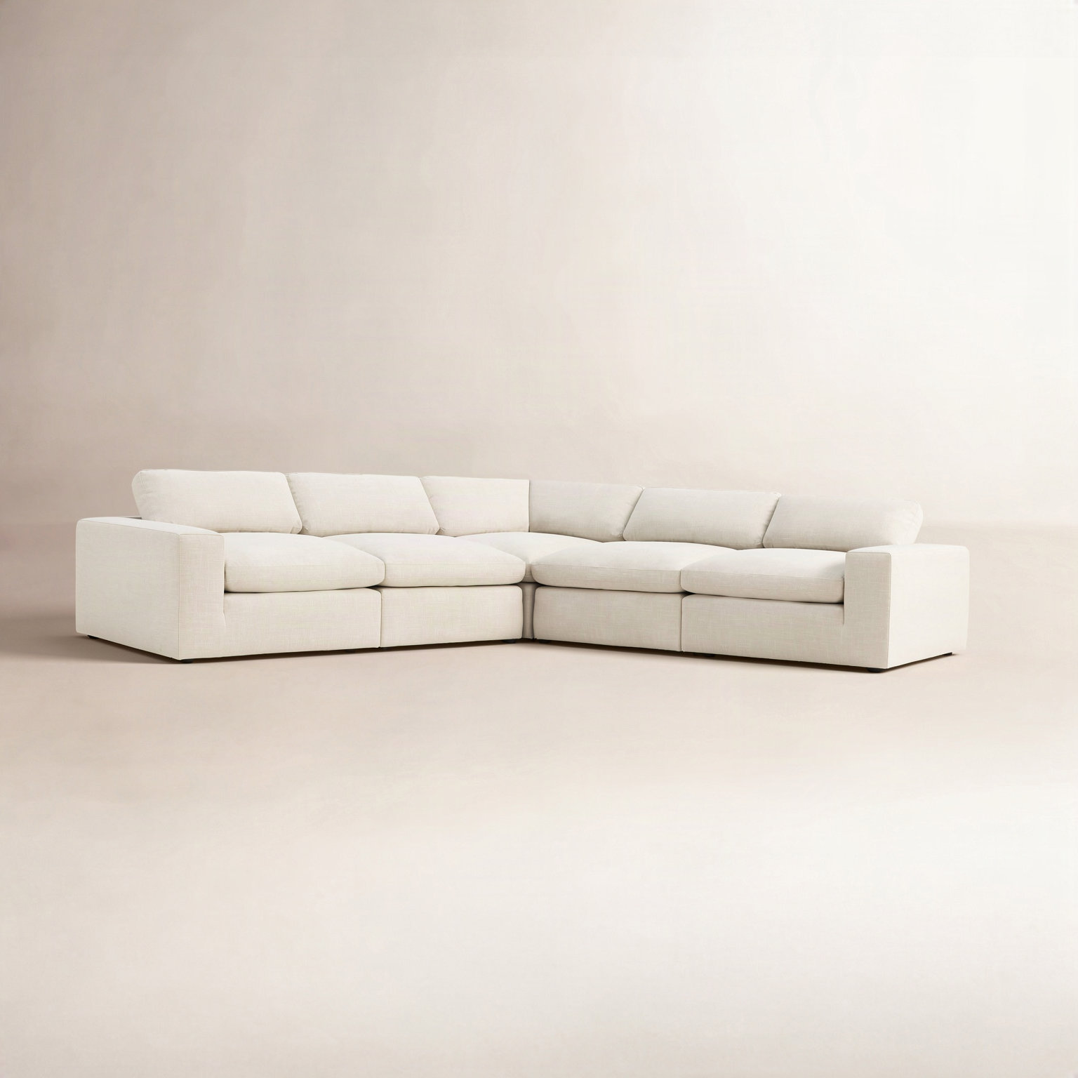 Asher Modular Upholstered L-Sectional, Effie Linen Performance Linen