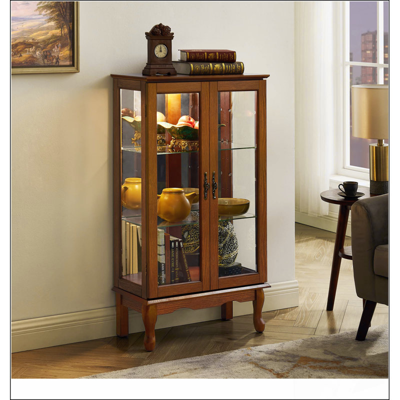 Vitrine en verre avec 4 tablettes et porte, bibliothèque de plancher sur pied pour un rangement élégant