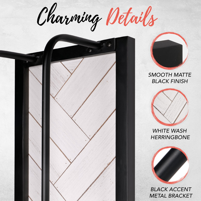 Black and White Shiplap Wall Mounted Wood Towel Rack