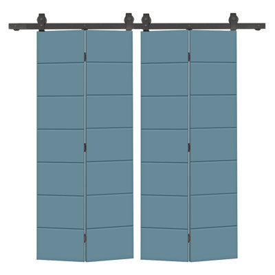 Modern Bi-Fold Double Barn Door with Sliding Hardware Kit