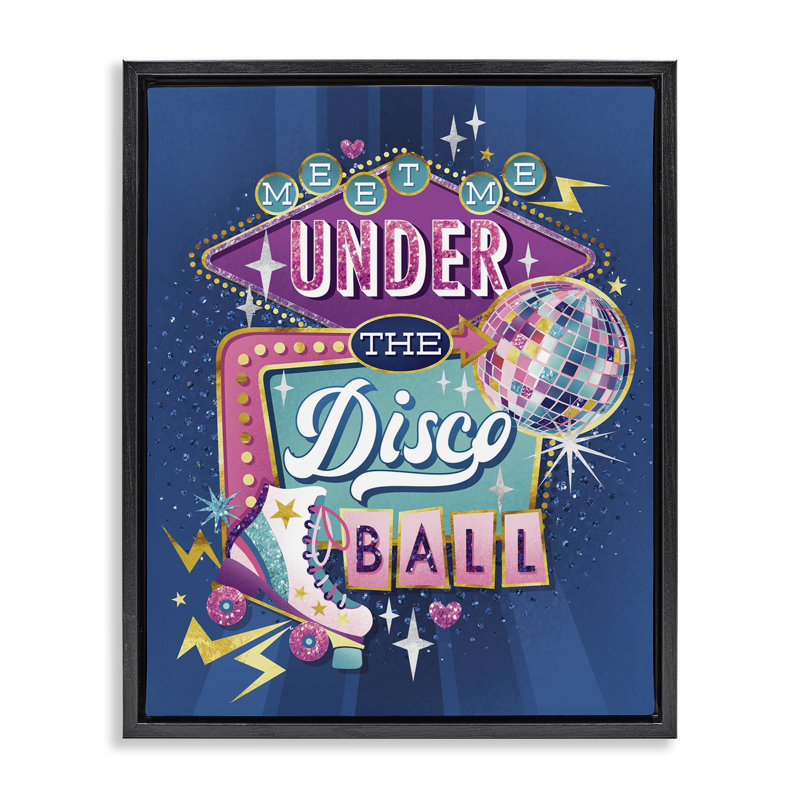 Cadre flottant «Meet Me Under Disco Ball» par Courtney Morgenstern, Cadre flottant noir de jais, H 21 po x l 17 po