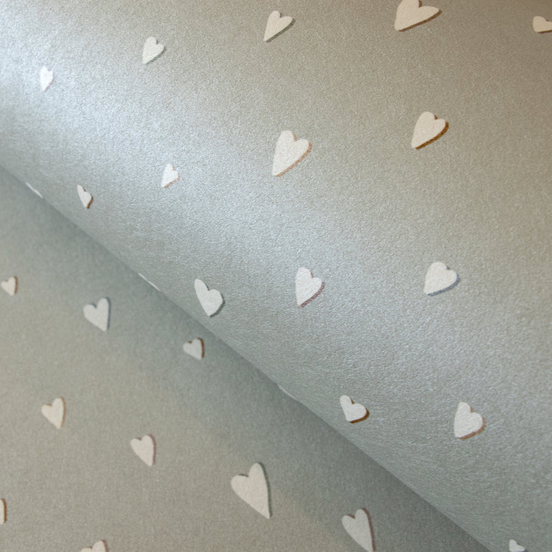 Great Kids Collection Smooth Glitter Hearts 33' L X 21" W Wallpaper Roll, Sage