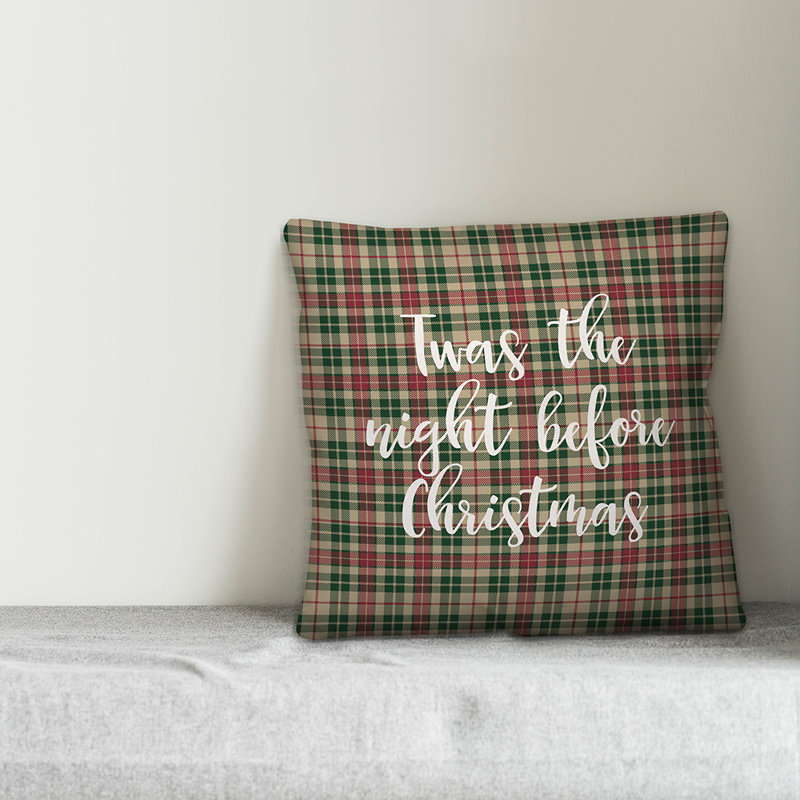  Coussin Twas the Night Before Christmas in Tartan, Housse de coussin
